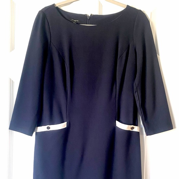 Talbots Dress Size 10P Navy Blue Professional Navel Midi 3/4 Sleeve Quiet Luxury - Picture 2 of 7